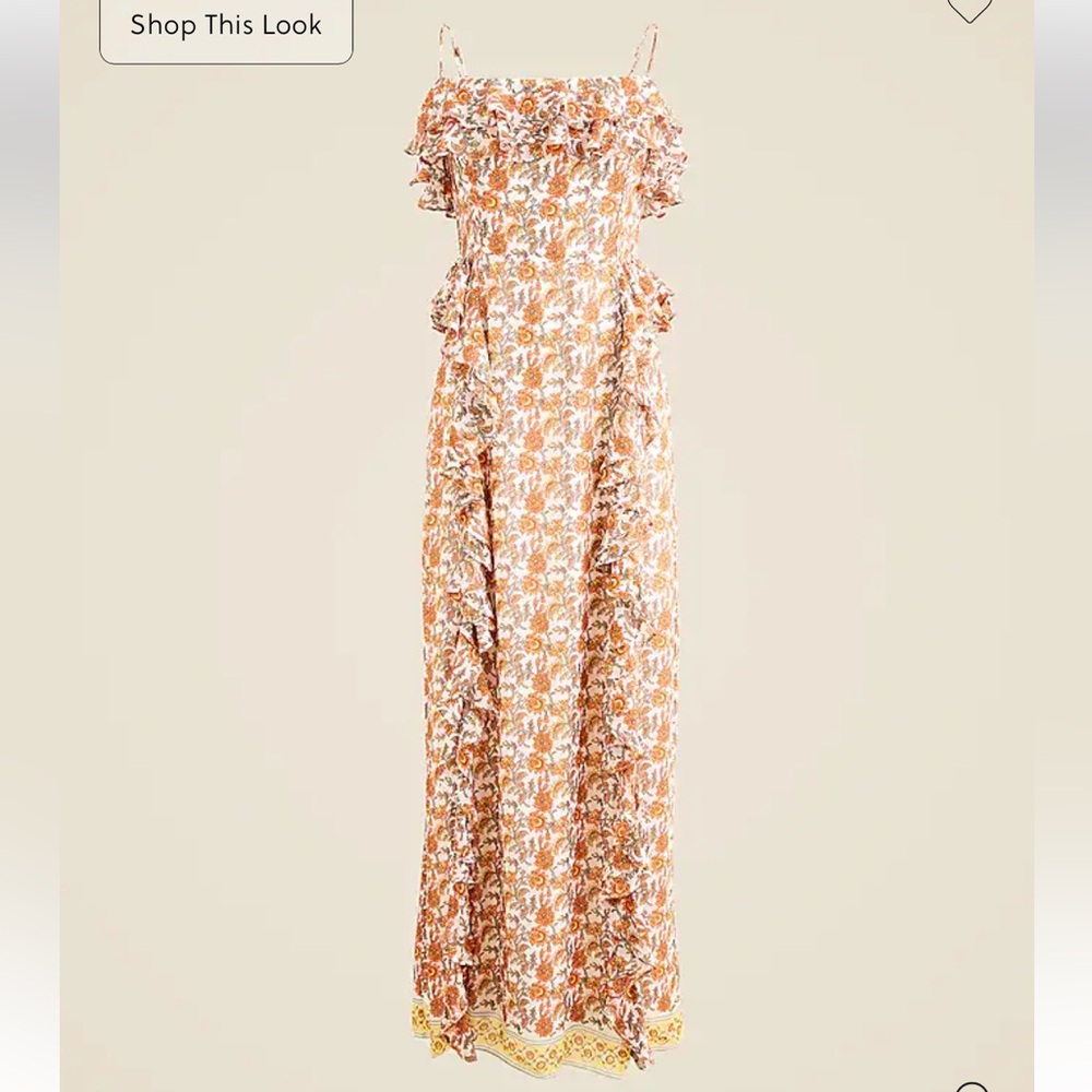 NWT JCREW Collection cascading ruffle dress sunset rose block print sz 4 Easter